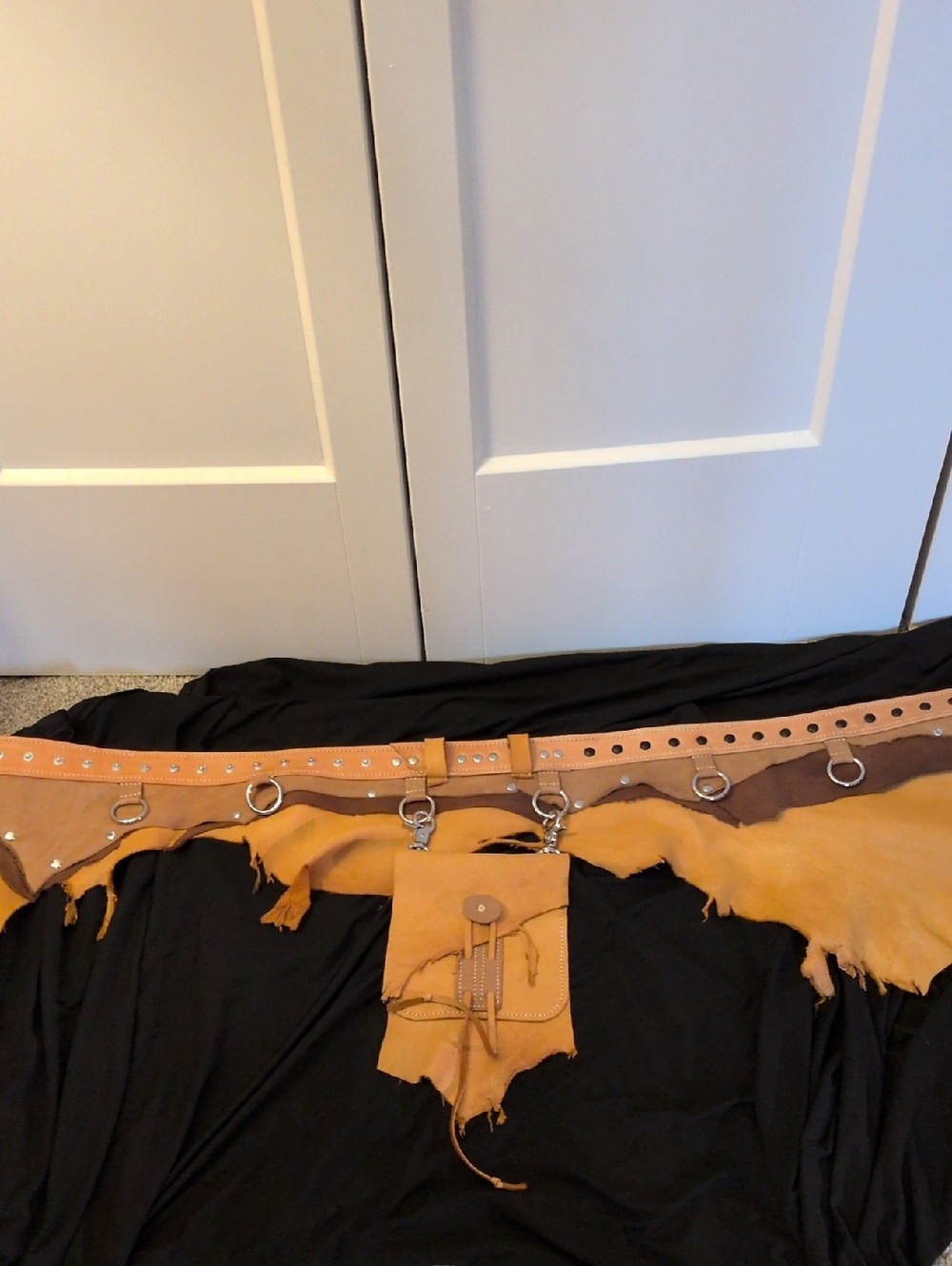 Handcrafted/ Hand stitched Leather Skirt Belt With Pouch